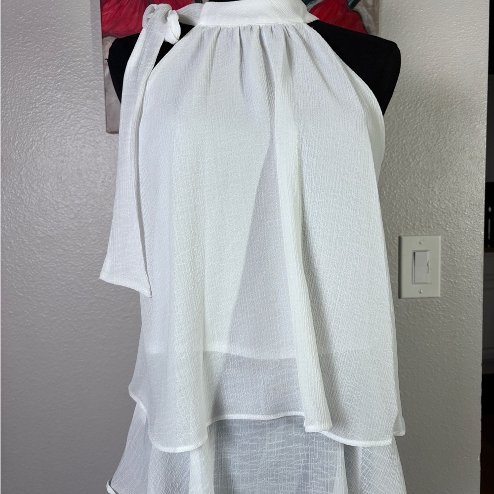 CeCe Elegant White Layered Skirt